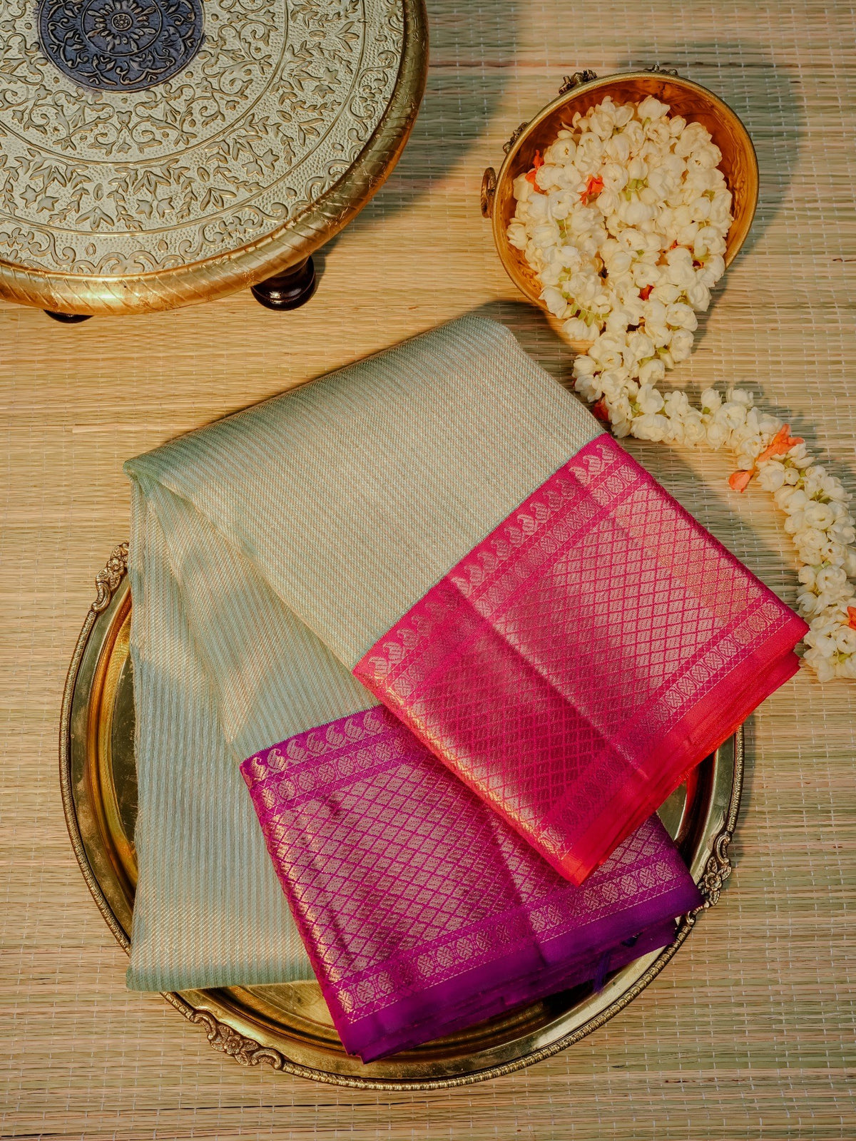 Crimson Red Gold Motif Saree