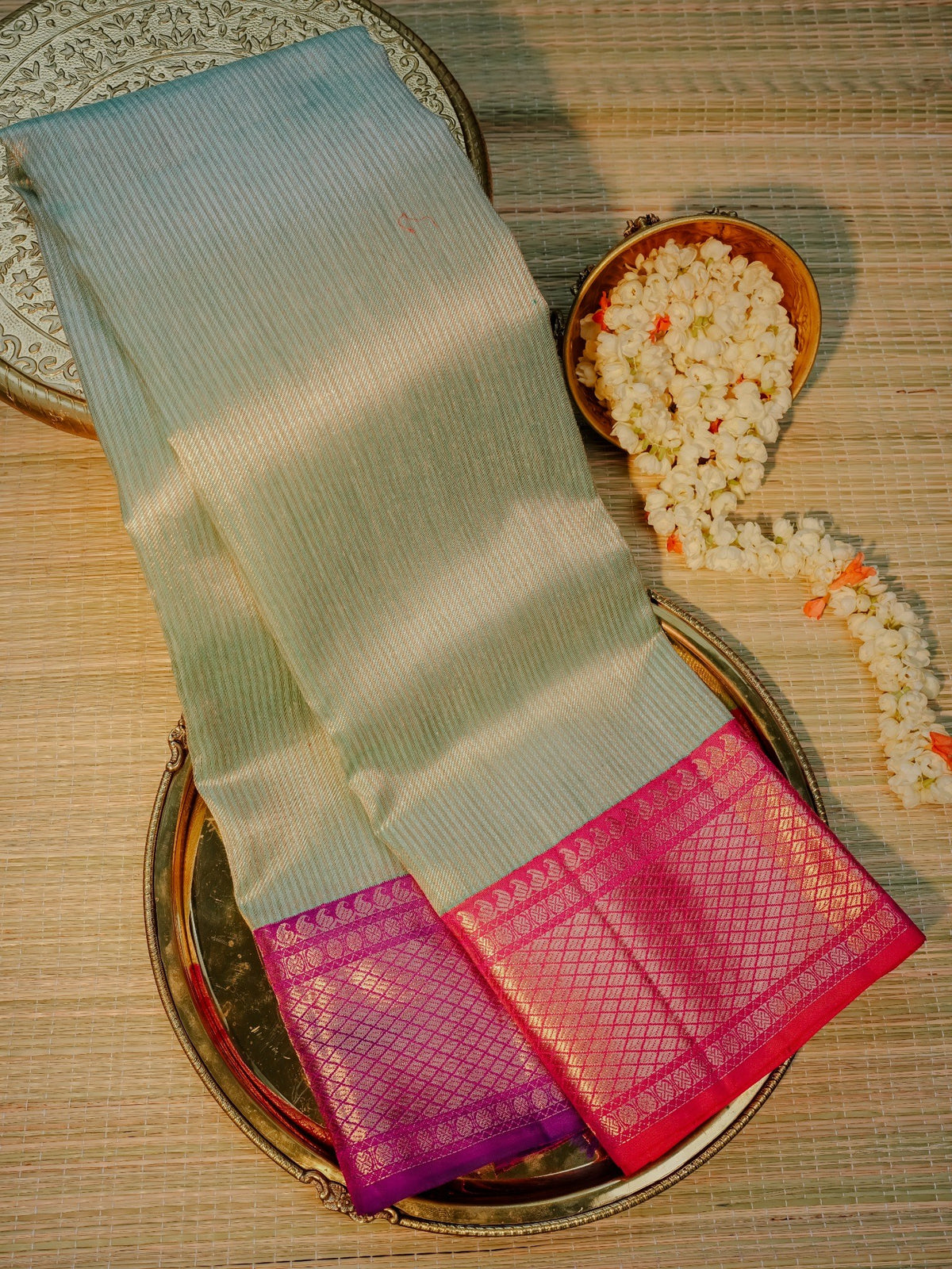 Crimson Red Gold Motif Saree