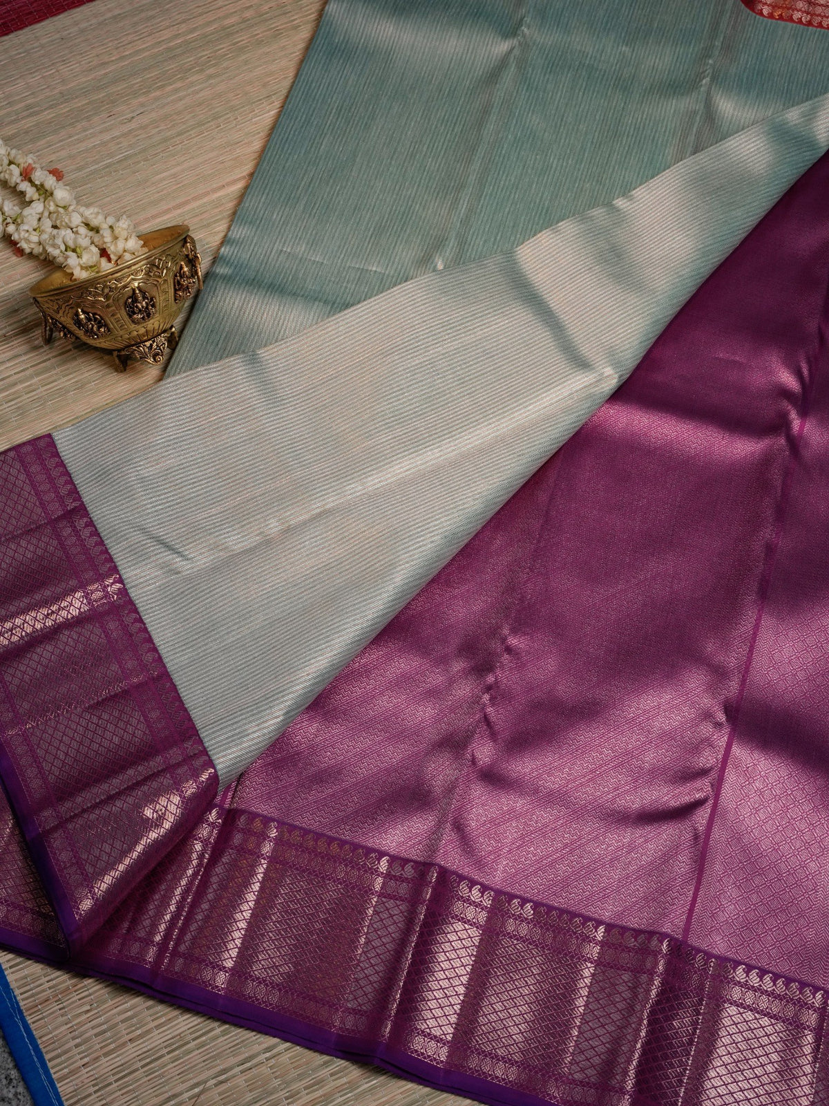 Crimson Red Gold Motif Saree
