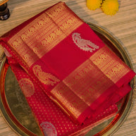 Wine Red Silk Saree with Gold Zari Border