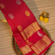 Wine Red Silk Saree with Gold Zari Border