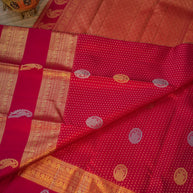 Wine Red Silk Saree with Gold Zari Border