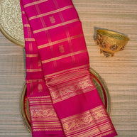 Bright Magenta Silk Saree with Gold Border