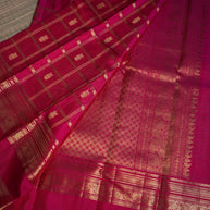 Bright Magenta Silk Saree with Gold Border
