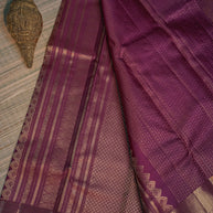 Wine Purple Silk Saree with Gold Zari Border