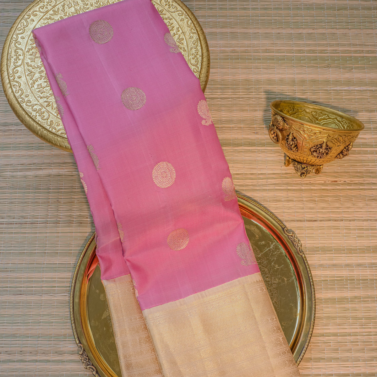 Pink & Gold Silk Saree