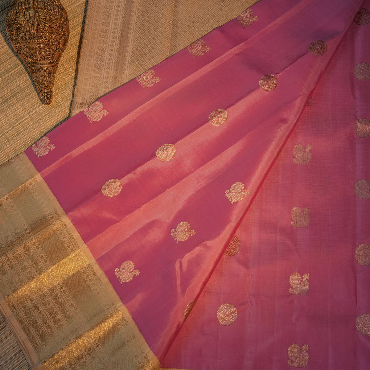 Pink & Gold Silk Saree