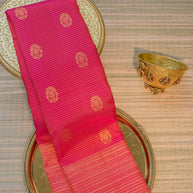 Bright Pink Silk Saree with Gold Motifs