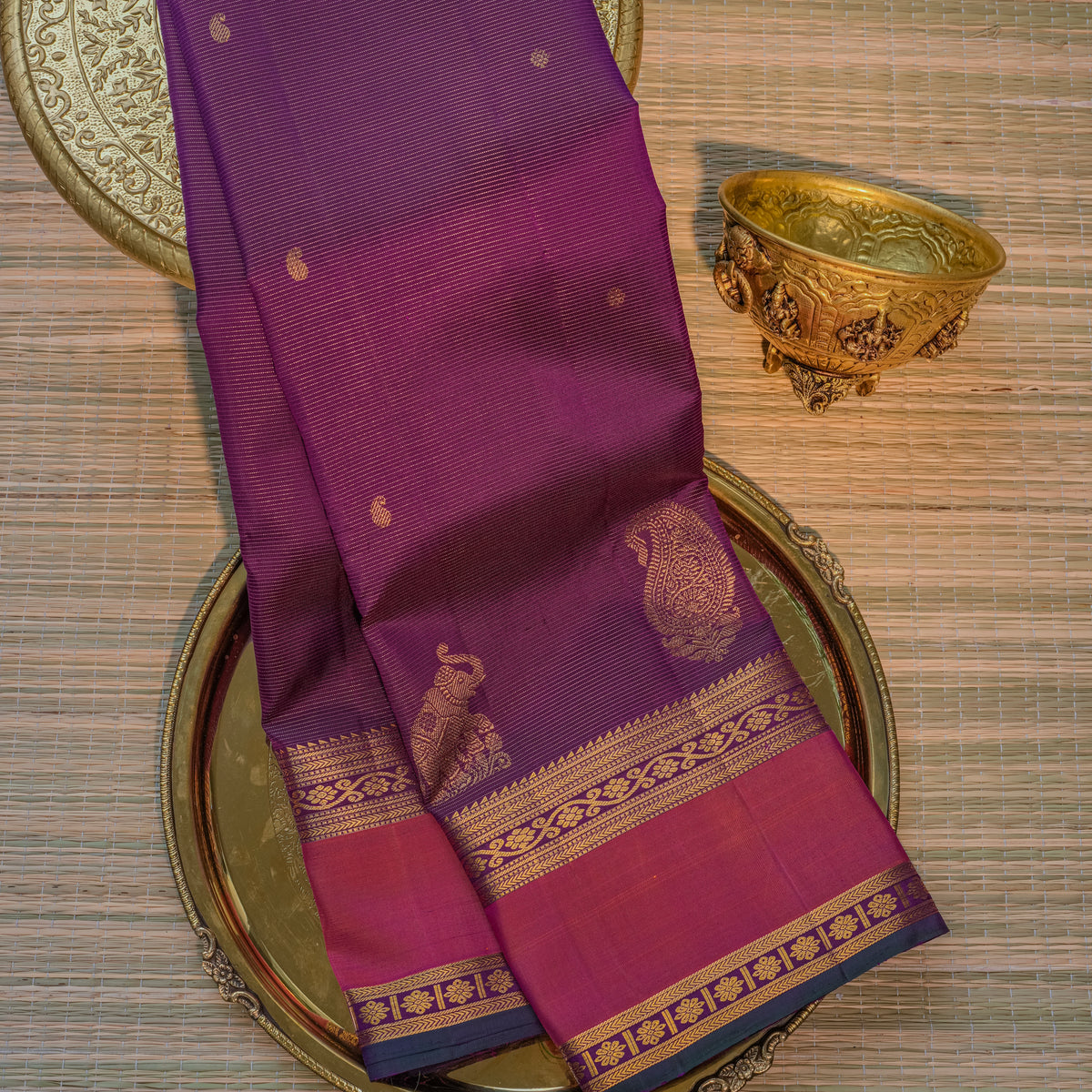 Purple & Pink Silk Saree