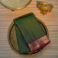Deep Green & Purple Silk Saree
