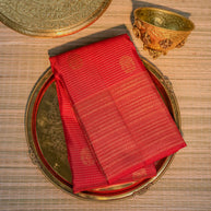Maroon Silk Saree with Gold Motifs