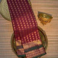 Maroon Silk Saree with Gold Motifs