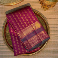 Maroon Silk Saree with Gold Motifs