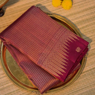 Wine Maroon Kanchipuram Silk Saree with Gold Zari Border