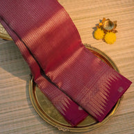 Wine Maroon Kanchipuram Silk Saree with Gold Zari Border