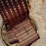 Burgundy Saree with Gold Buti Border