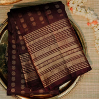 Burgundy Saree with Gold Buti Border