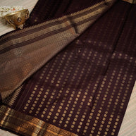 Burgundy Saree with Gold Buti Border