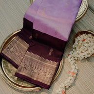 Deep Plum Purple Saree with Lavender Gold Border