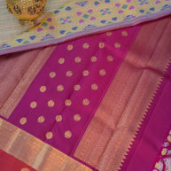 Mustard Yellow & Rust Red Silk Saree with Purple Border