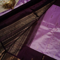 Deep Plum Purple Saree with Lavender Gold Border