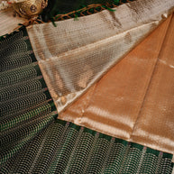 Dark Green Saree with Copper Gold Pallu