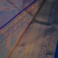 Purple Silk Saree with Gold Floral Border