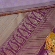 Lavender & Maroon Silk Saree with Floral Border