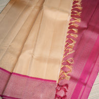 Champagne Beige & Pink Zari Saree