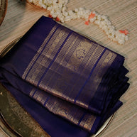 Royal Navy Blue and Gold Zari Silk Saree