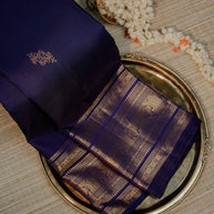 Royal Navy Blue and Gold Zari Silk Saree