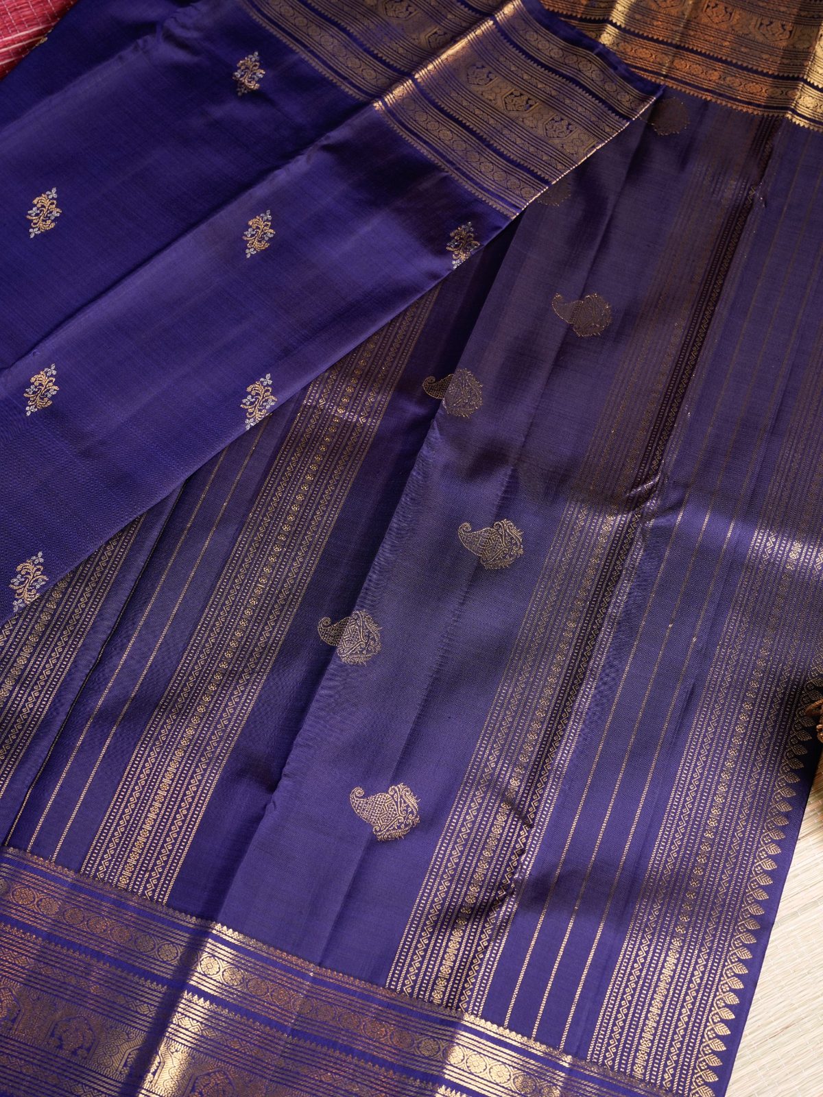 Royal Navy Blue and Gold Zari Silk Saree