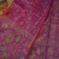 Bright Pink Silk Saree with Floral Design