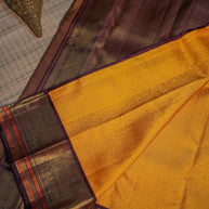 Mustard Yellow Silk Saree with Plum Border