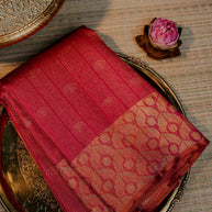 Crimson Red Gold Motif Saree | Aaranya Royale