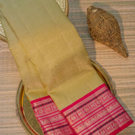 Light Olive & Pink Silk Saree