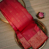 Crimson Red Gold Motif Saree | Aaranya Royale