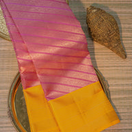 Pink & Mustard Yellow Silk Saree