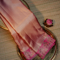 Rose Gold Saree with Pink Floral Border