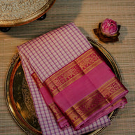 Magenta Pink Saree with Gold Traditional Border