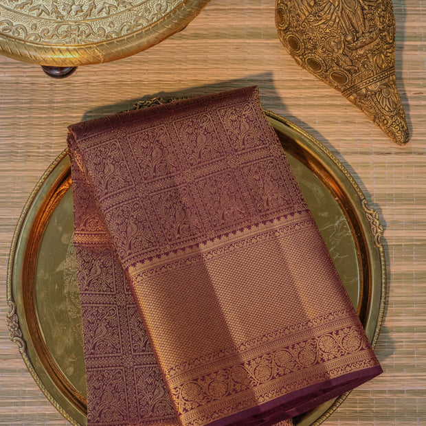 Copper Brown Silk Saree with Rich Zari Border