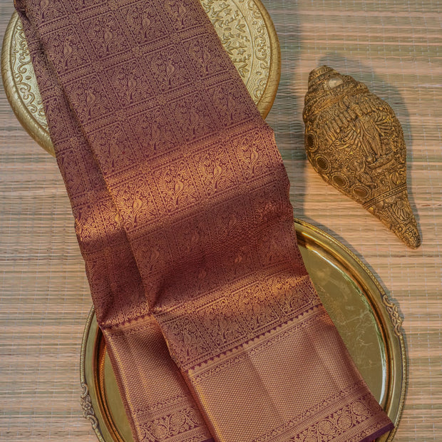 Copper Brown Silk Saree with Rich Zari Border