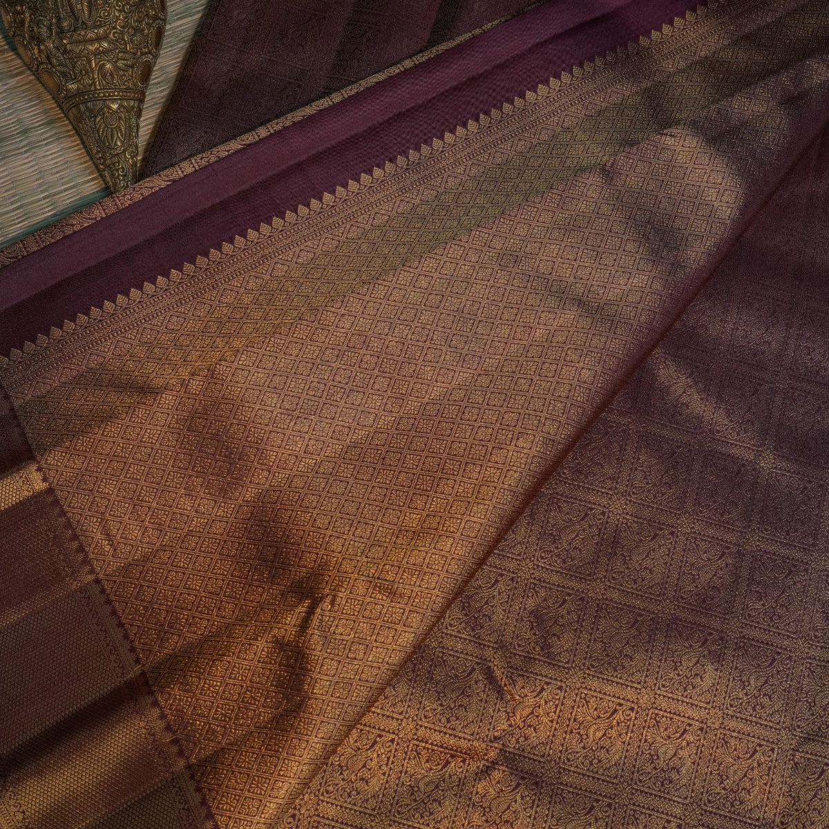 Copper Brown Silk Saree with Rich Zari Border