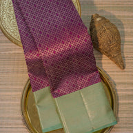 Purple & Mint Green Silk Saree