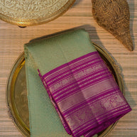 Mint Green & Purple Silk Saree