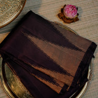 Chocolate Brown Saree with Copper-Gold Design
