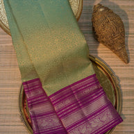 Mint Green & Purple Silk Saree