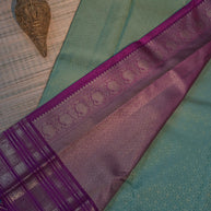 Mint Green & Purple Silk Saree