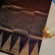 Chocolate Brown Saree with Copper-Gold Design