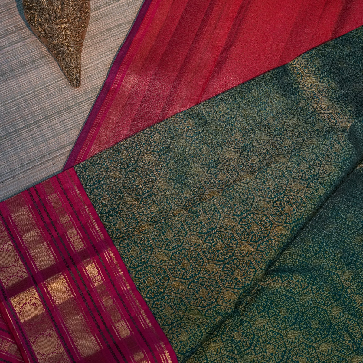 Green & Pink Silk Saree